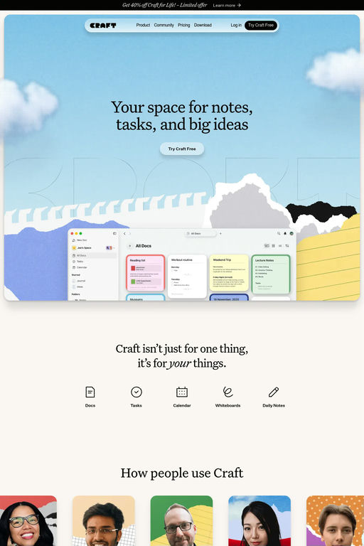 Craft website screenshot