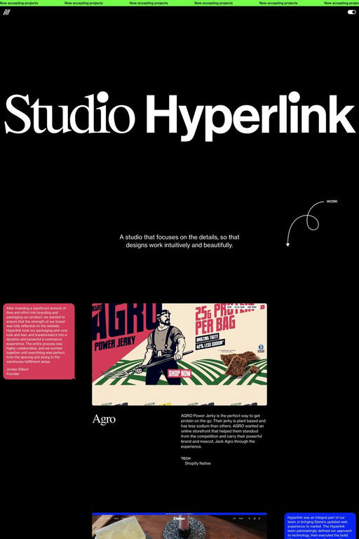Hyperlink website screenshot