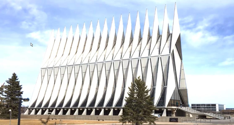 Cadet Chapel on the grounds of the Air Force Academy in Colorado Springs CO