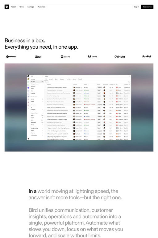 Bird website screenshot