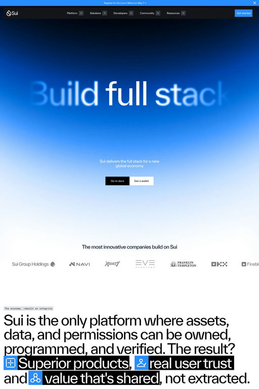 Sui website screenshot