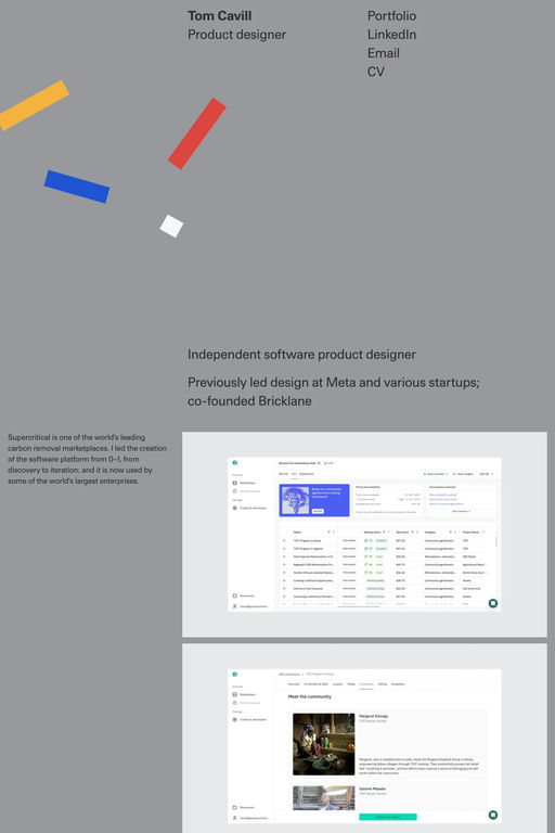 Tom Cavill website screenshot