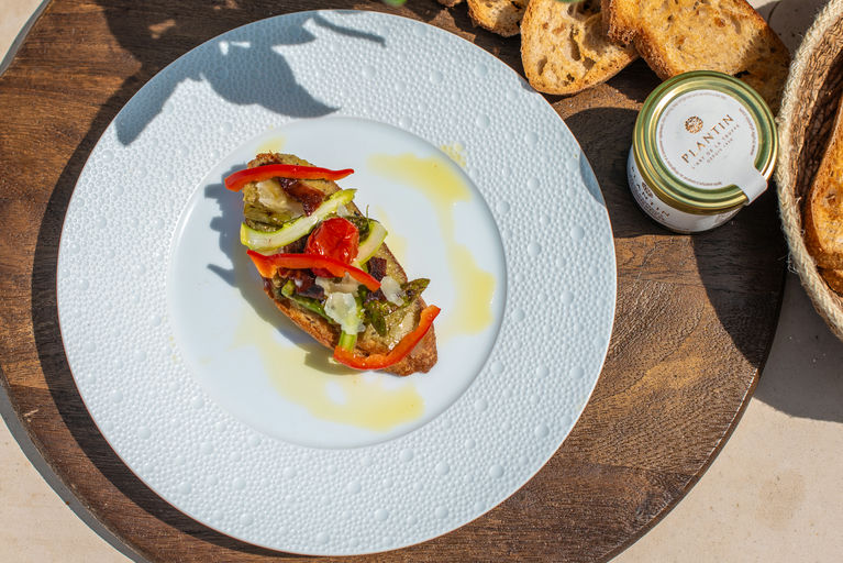 Grilled Toast with Grilled Asparagus Delight and Summer Truffle