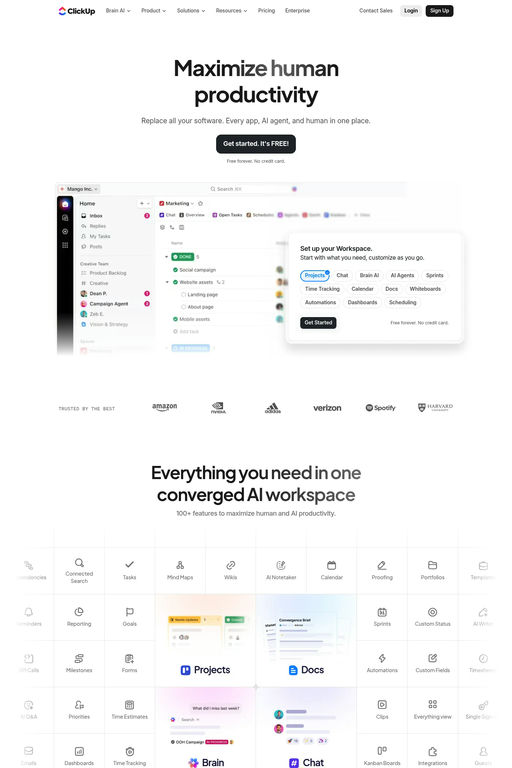 ClickUp website screenshot