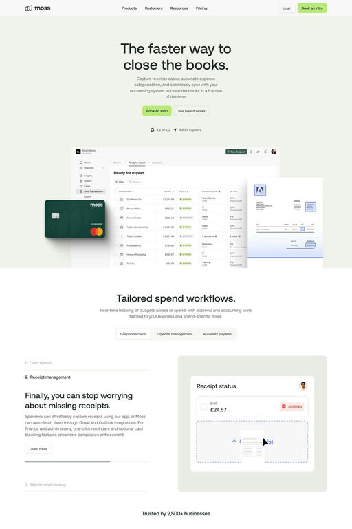 Moss website screenshot