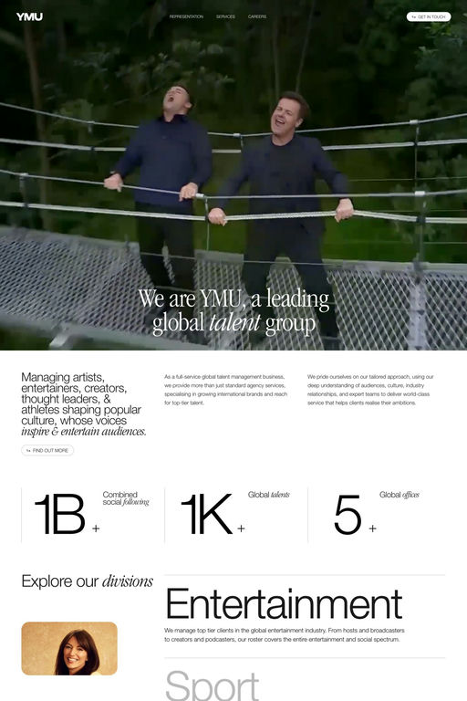 YMU website screenshot