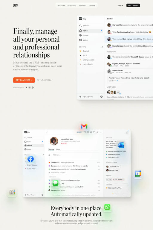 Clay website screenshot