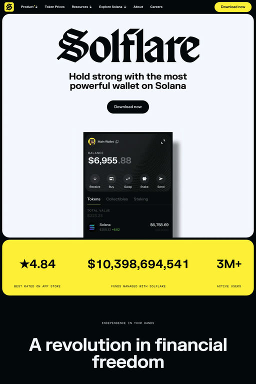 Solflare website screenshot