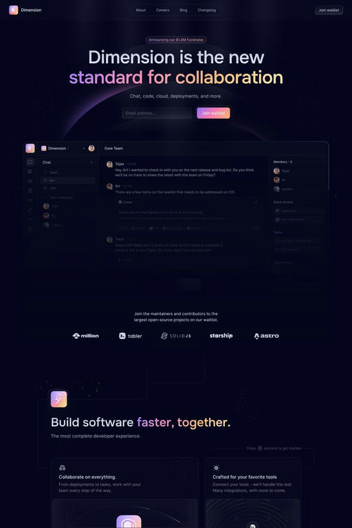 Dimension website screenshot