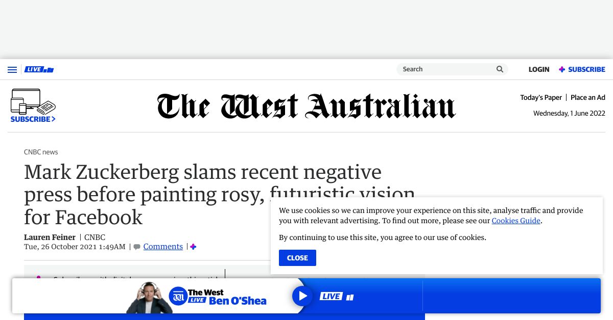Mark Zuckerberg slams recent negative press before painting rosy futuristic vision for Facebook