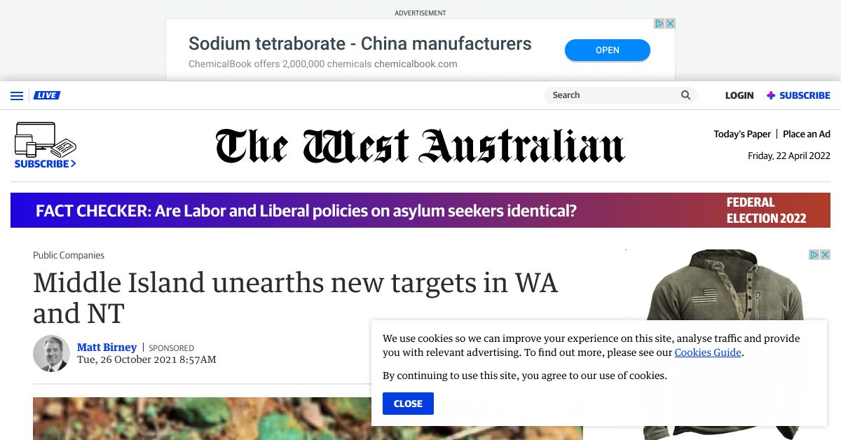 Middle Island unearths new targets in WA and NT