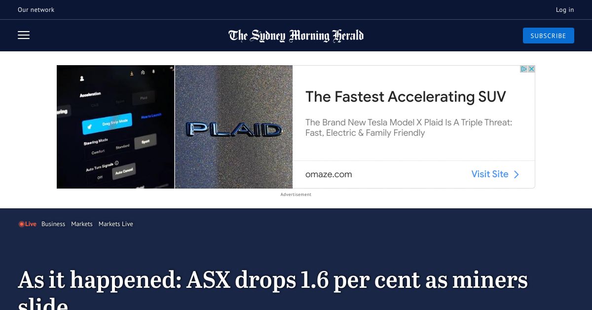 Markets Live: ASX to fall; Fed&rsquo;s Powell flags rate hike; $A drops - Sydney Morning Herald