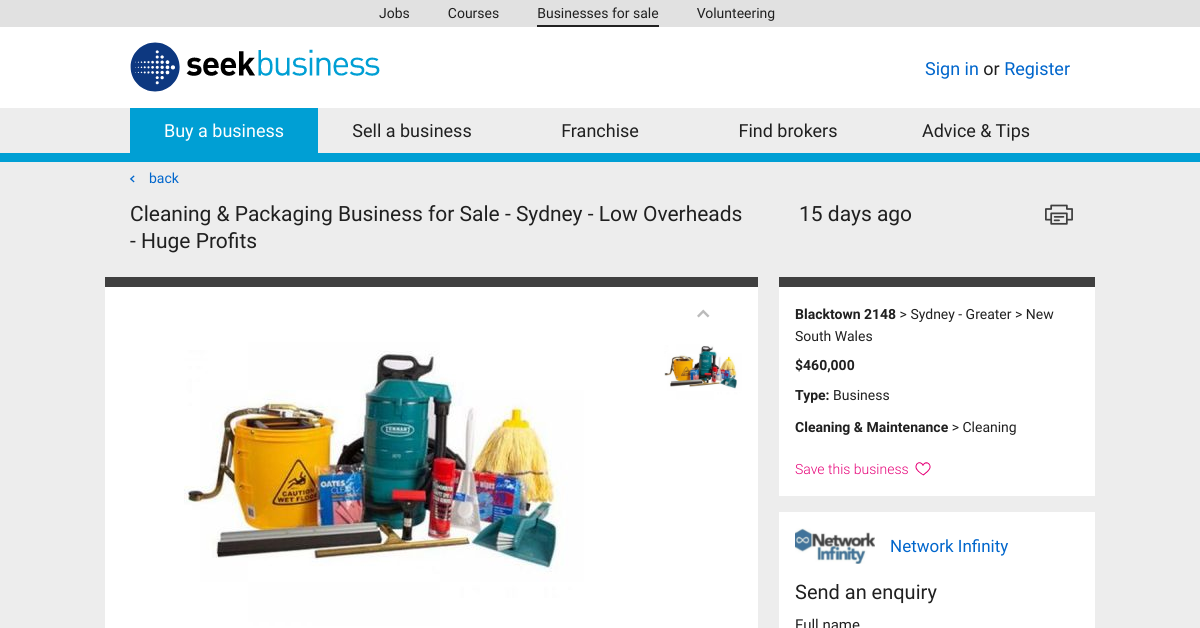 Sell Cleaning Business