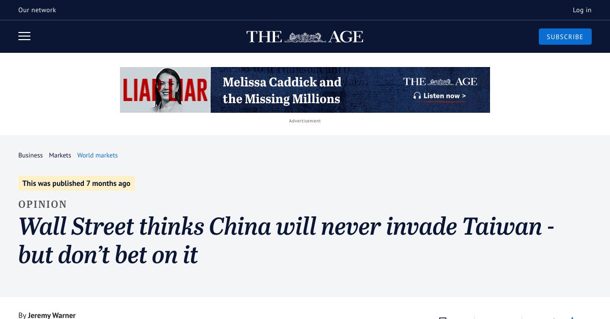 Wall Street thinks China will never invade Taiwan  but dont bet on it