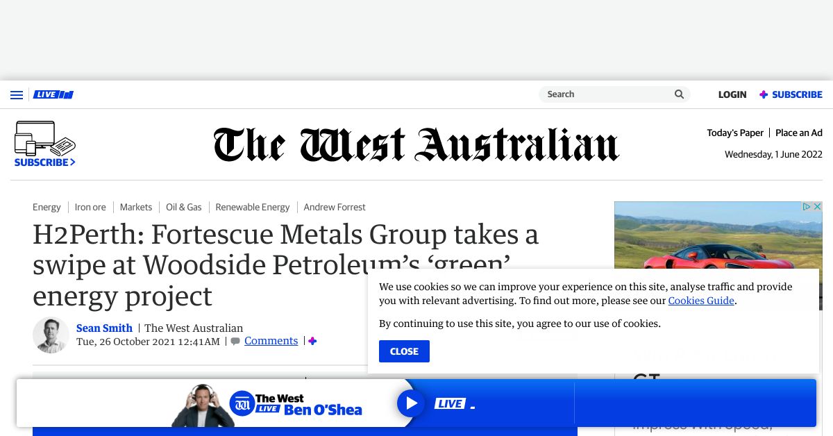 Fortescue Metals Group takes a swipe at Woodside Petroleums green energy project