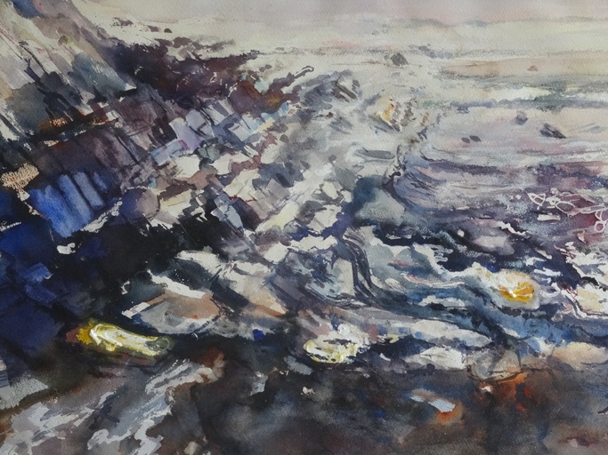 Winter's Light on the rock pools, bay, Crackington Haven, Cornwall (Detail).
