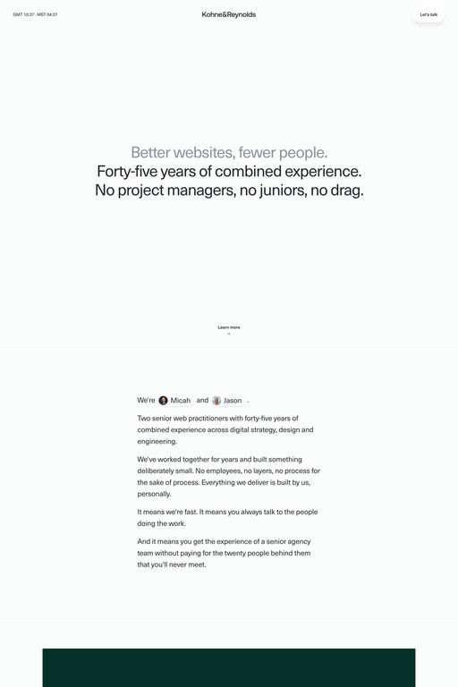 Kohne & Reynolds website screenshot