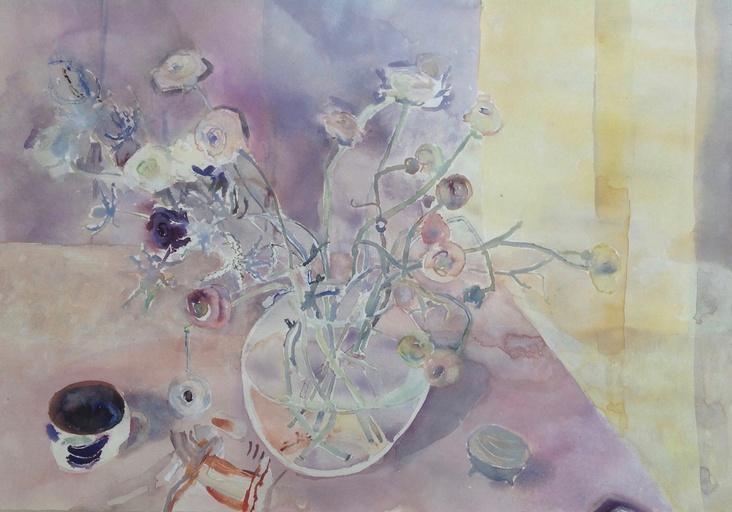 Flowers turn towards me on the studio table.