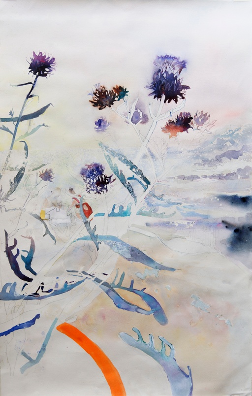 Couple at Beach Cafe in the hot afternoon sun. Cornwall.