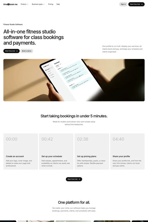 time2book·me website screenshot
