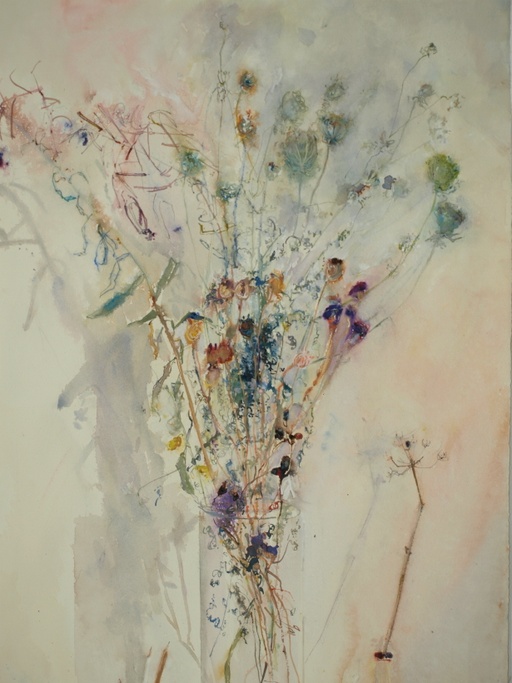 still life with dried grasses and cow parsley.