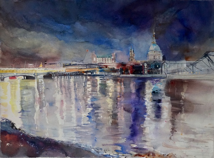 Lights and reflections, The Thames and St Paul's Cathedral