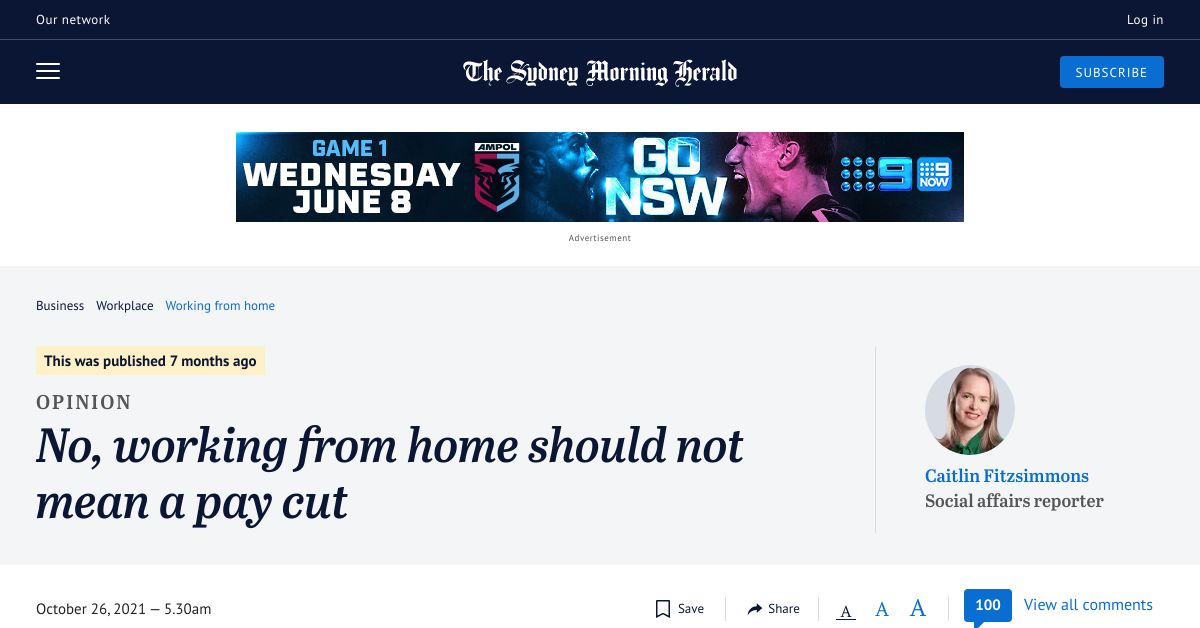 No working from home should not mean a pay cut