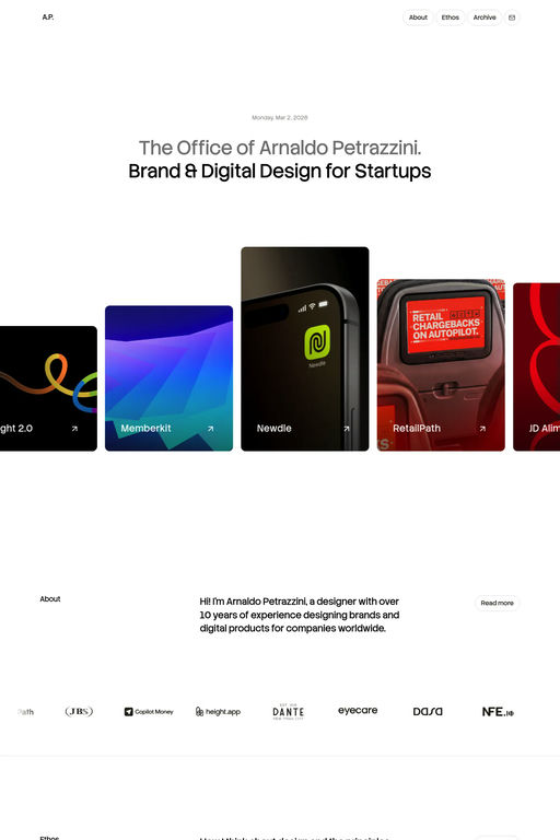 Arnaldo Petrazzini website screenshot