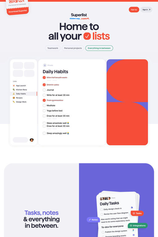 Superlist website screenshot
