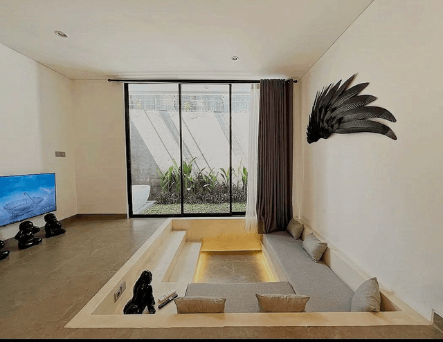 Стильные 1BR апартаменты 75 м² в Чангу — 200 м до пляжа Berawa, уютная гостиная, рабочее место, pet-friendly