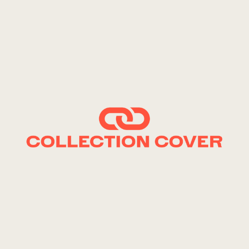 The Collection Cover Logo in red on a beige background