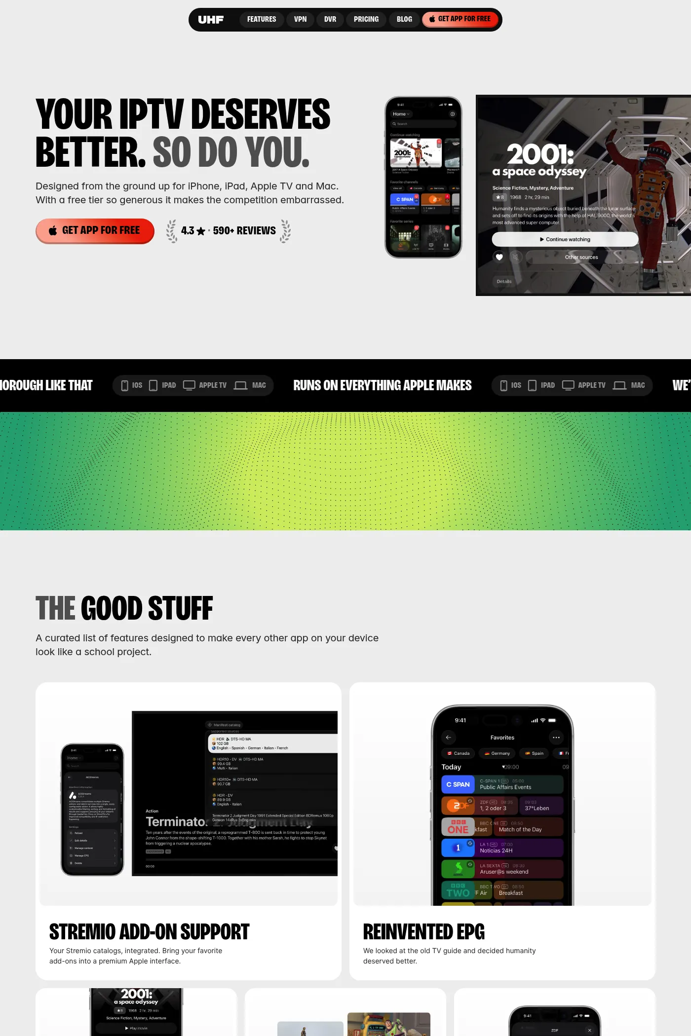 UHF website screenshot