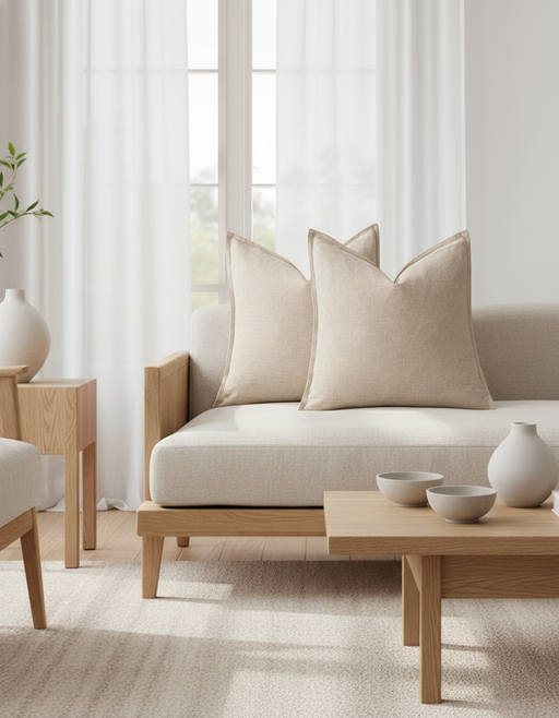 Natural Linen Throw Pillows | Japandi Minimalist Decor — photo 1