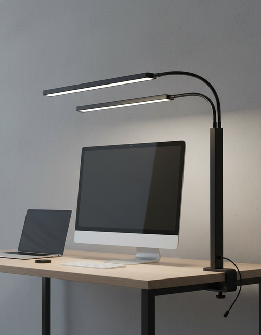 Architect Dual-Head Task Lamp with Flex Arm, Black — photo 2