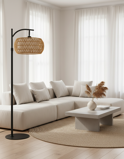 Boho Rattan Floor Lamp | Minimalist Home Decor Lighting — photo 1