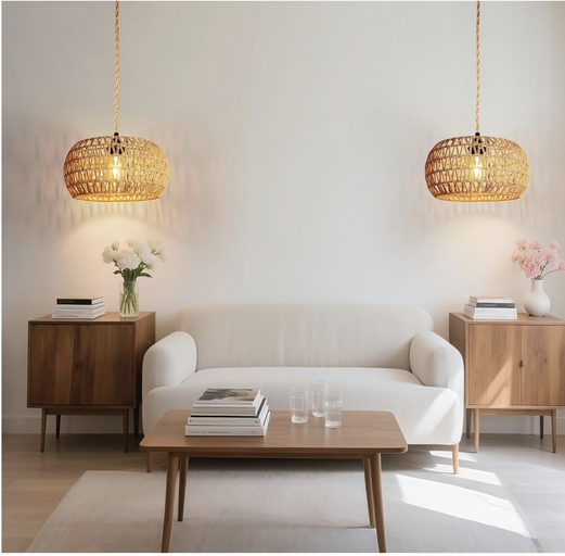 Rattan Pendant Light | Japandi Minimalist Lighting — photo 2