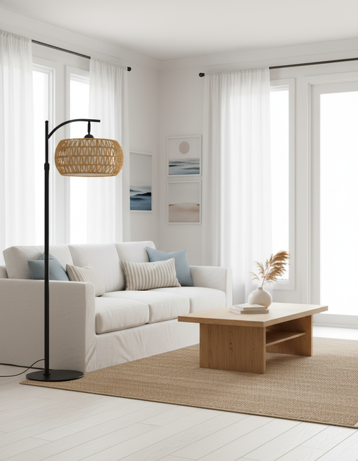 Boho Rattan Floor Lamp | Minimalist Home Decor Lighting — image 4 of 6