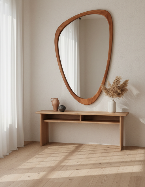 Asymmetrical Wood Mirror | Minimalist & Japandi Decor — image 2 of 6