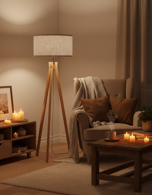 Nordic Wood Tripod Floor Lamp | Japandi & Hygge Decor — image 2 of 2