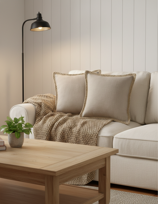 Flax Gray Pillow Covers | Japandi & Cozy Hygge Decor — image 1 of 2