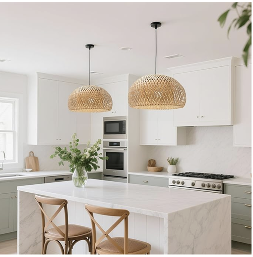 Woven Bamboo Pendant Light | Minimalist Japandi Decor — image 2 of 2