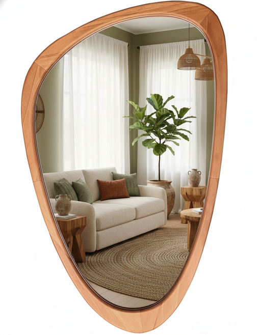 Asymmetrical Wood Mirror | Minimalist & Japandi Decor — image 4 of 6