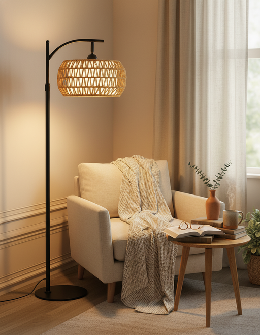 Boho Rattan Floor Lamp | Minimalist Home Decor Lighting — photo 2