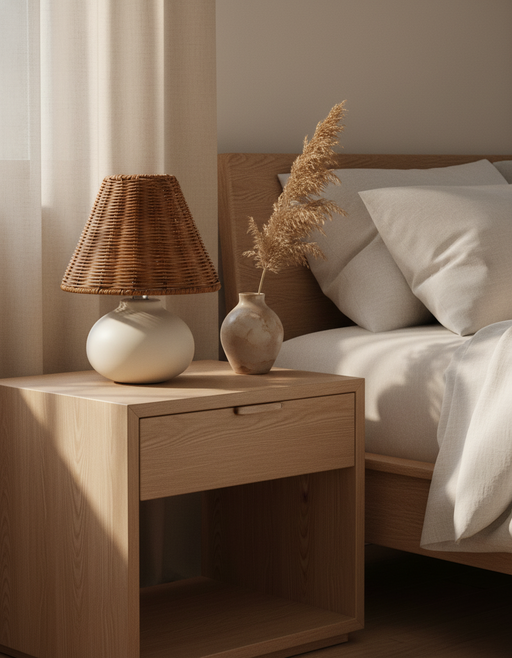 Ceramic Rattan Table Lamp | Japandi Minimalist Decor — image 2 of 2