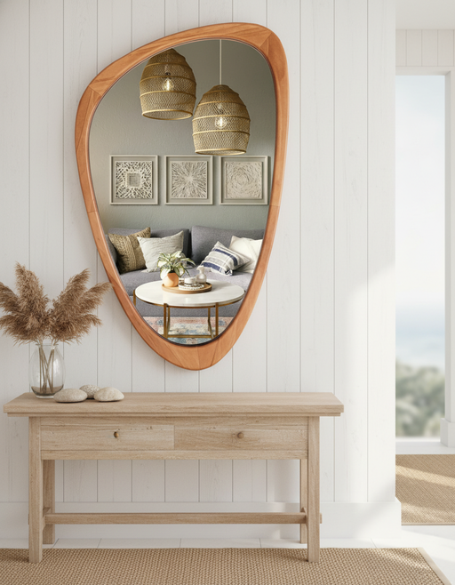 Asymmetrical Wood Mirror | Minimalist & Japandi Decor — image 3 of 6