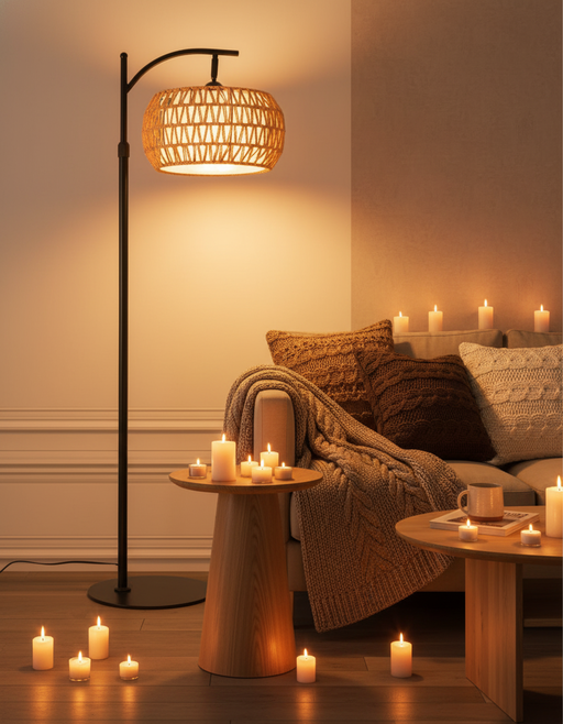 Boho Rattan Floor Lamp | Minimalist Home Decor Lighting — photo 5