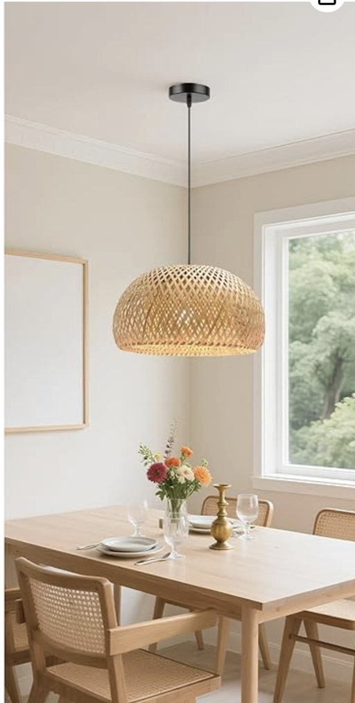 Woven Bamboo Pendant Light | Minimalist Japandi Decor — image 1 of 2