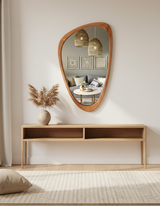 Asymmetrical Wood Mirror | Minimalist & Japandi Decor — image 1 of 6