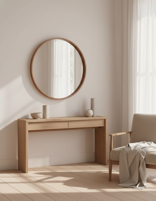 Round Wood Mirror | Japandi & Minimalist Wall Decor — image 1 of 2