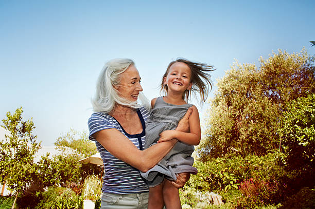 Happy grandmother and granddaughter